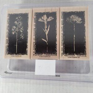 Stampin' Up! Reverse Prints Set of 3 Floral Religious Inspirational Stamps 2005